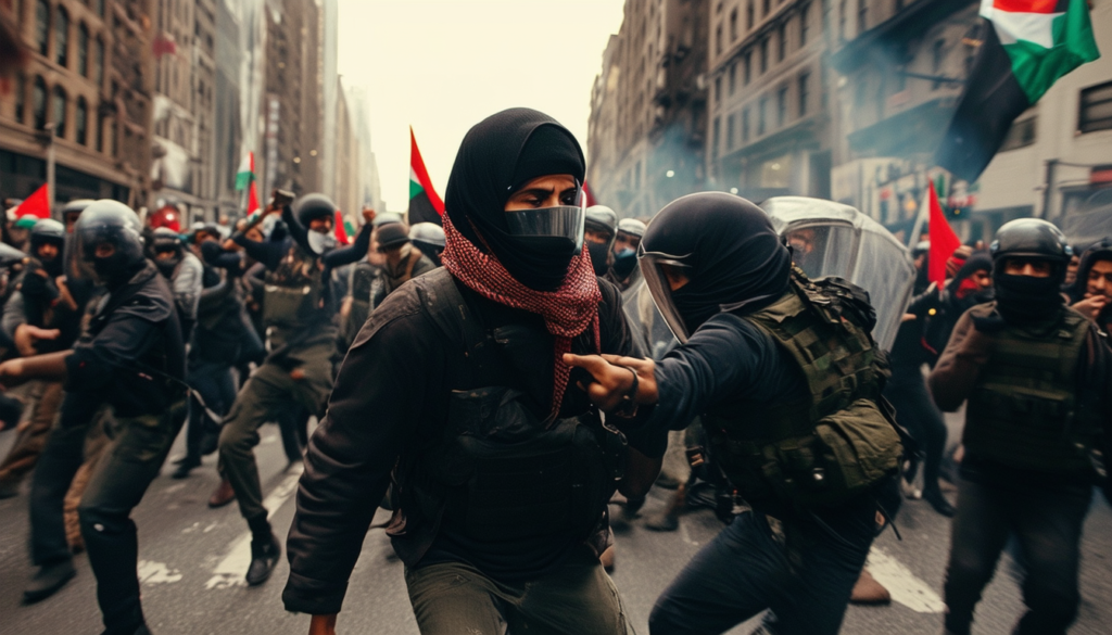 des affrontements éclatent lors d'une manifestation en soutien à la palestine à new york. retrouvez les dernières actualités sur les manifestations et les tensions à new york.