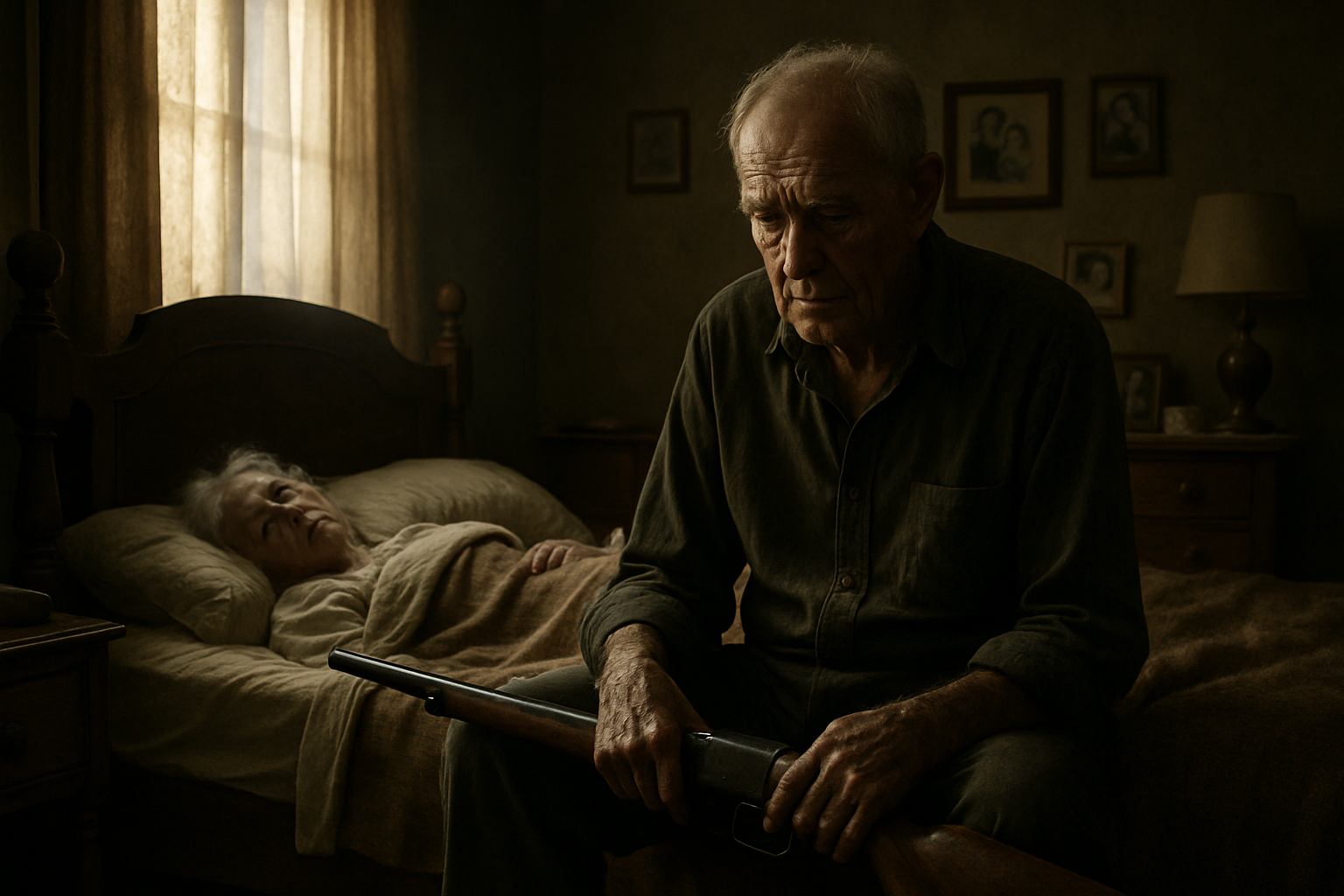 un drame conjugal tragique se déroule : un homme de 82 ans tue sa femme d'un coup de fusil dans leur lit. découvrez les circonstances et les réactions entourant cet événement choquant.