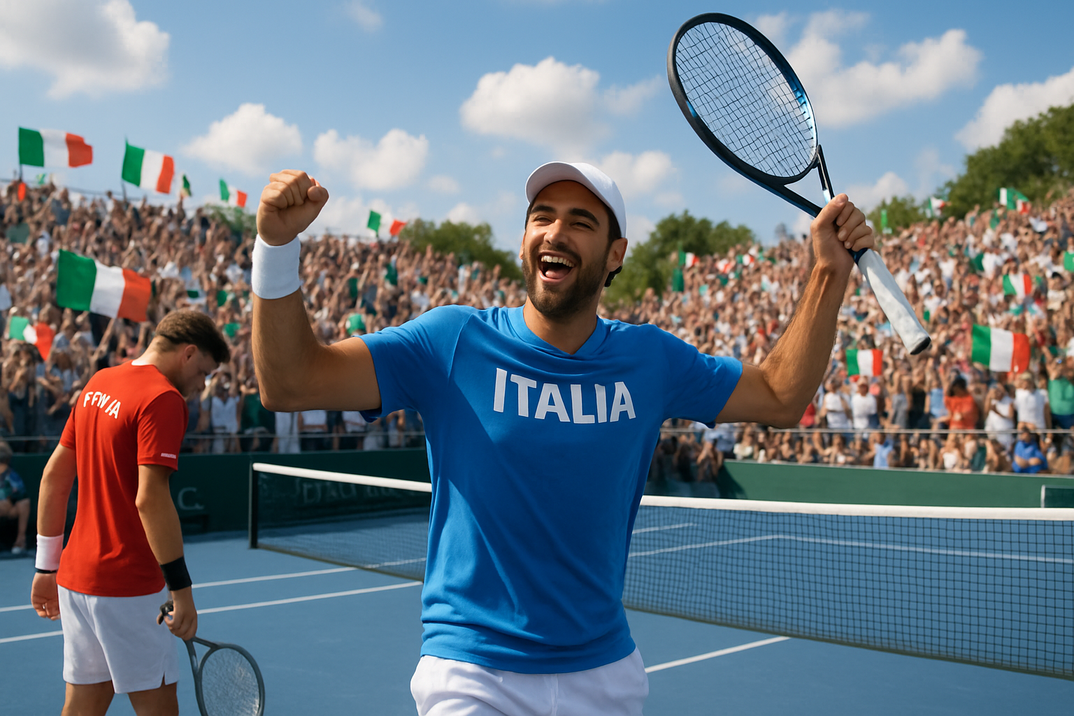 l'italie, tenante du titre, domine l'autriche et se qualifie pour les demi-finales de la coupe davis avec une performance impressionnante.