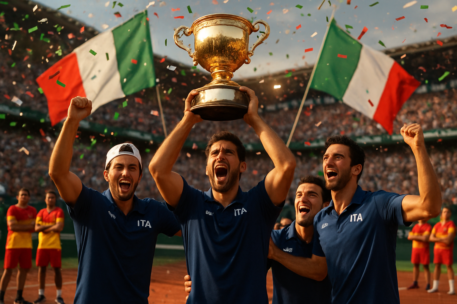 l'italie s'impose brillamment contre l'espagne et décroche sa troisième coupe davis consécutive, un exploit remarquable qui confirme sa domination dans le tennis mondial.