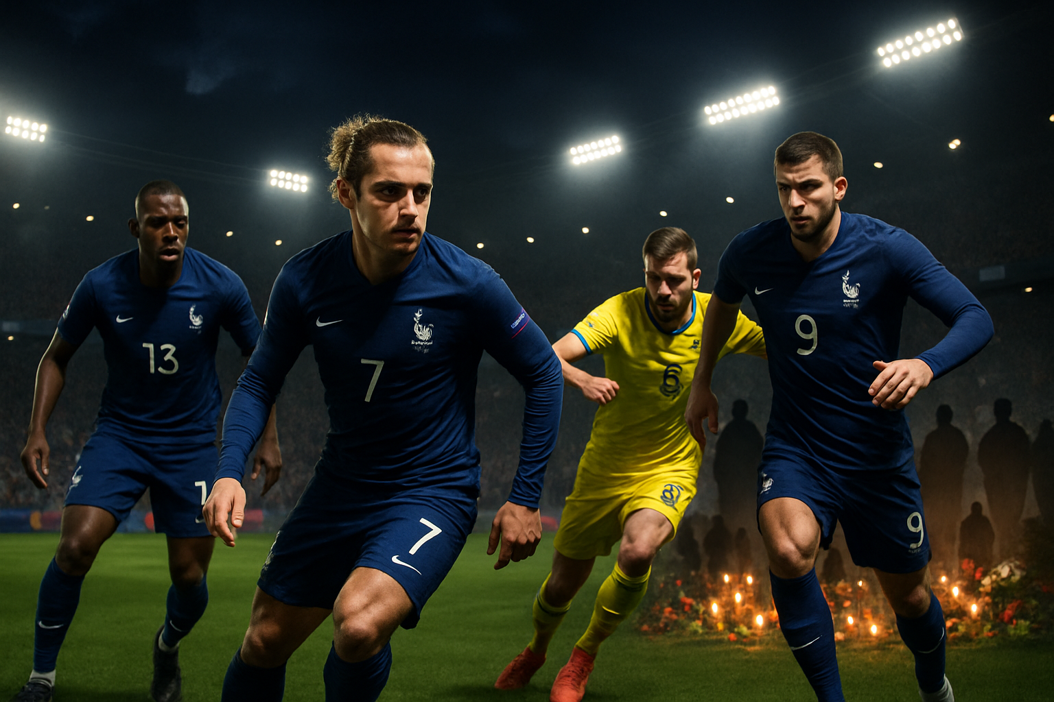 revivez une soirée intense avec les bleus affrontant l'ukraine, entre la lutte passionnée pour la qualification à la coupe du monde et le souvenir émouvant du 13 novembre.