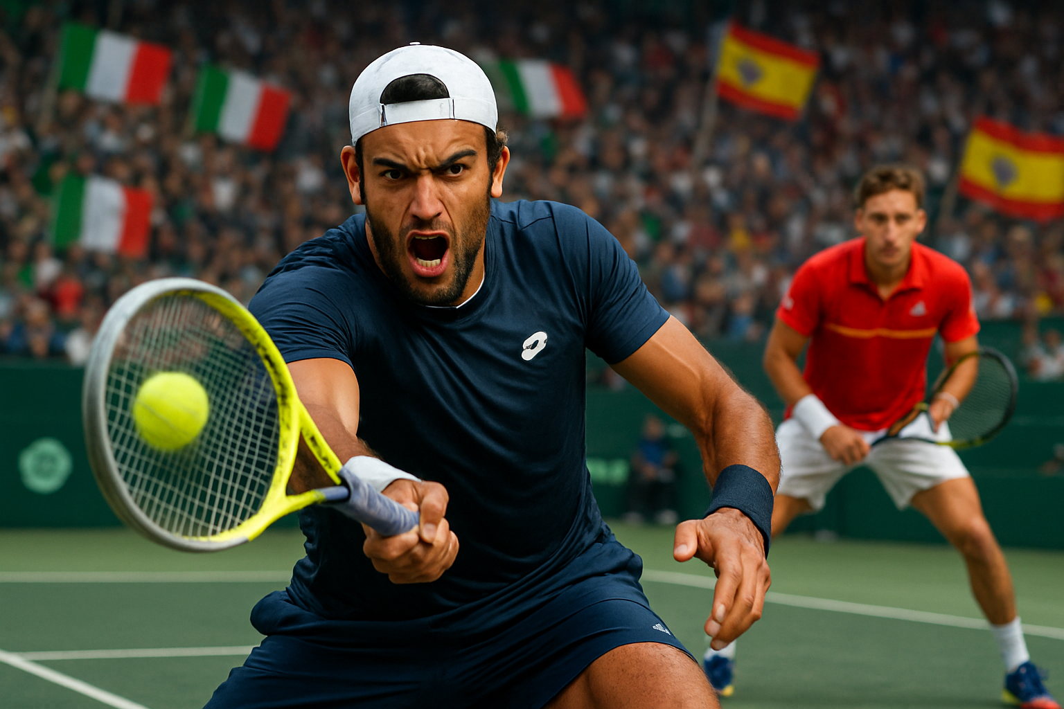 matteo berrettini domine pablo carreno busta, offrant à l'italie une avance décisive face à l'espagne en finale de la coupe davis.