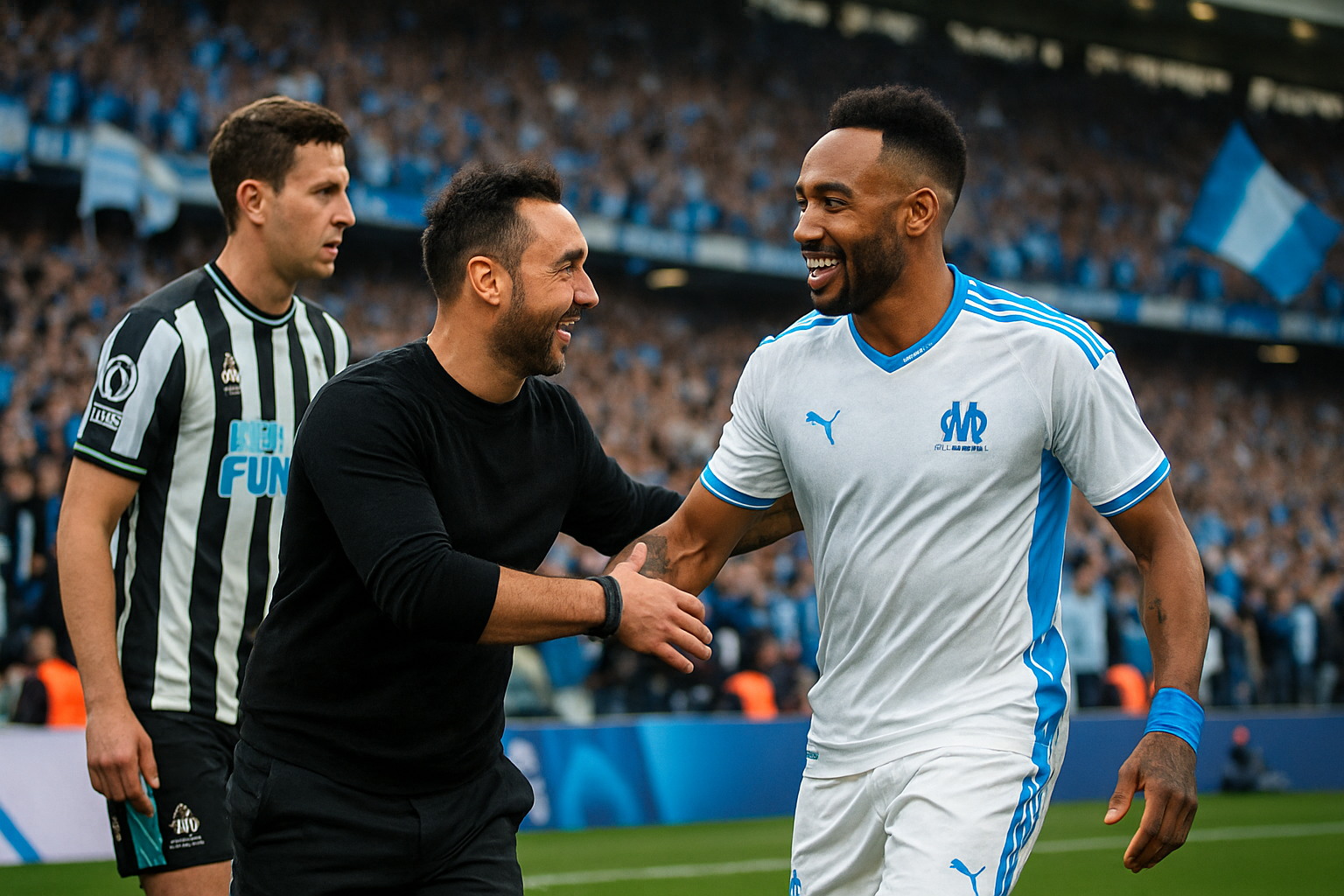 roberto de zerbi salue la performance impressionnante d'aubameyang à 36 ans lors du match om - newcastle, soulignant son expérience et son impact sur le jeu.