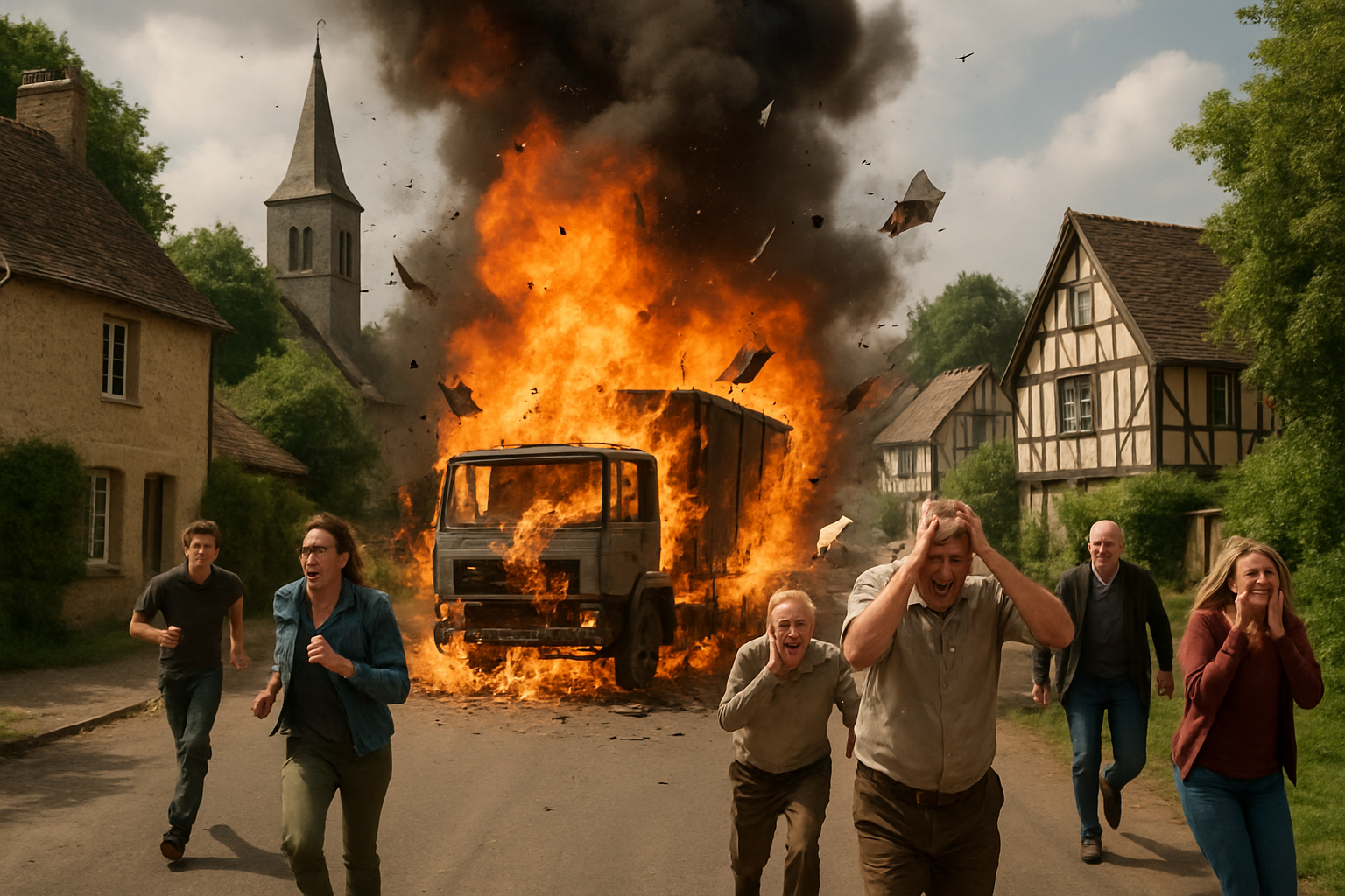 un chauffeur de camion trouve la mort dans une explosion soudaine en plein cœur d'un village paisible en normandie, plongeant la communauté dans la tristesse et l'incompréhension.