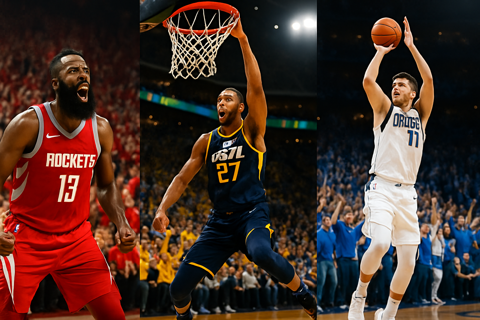 revivez les triomphes acharnés des houston rockets, utah jazz et dallas mavericks qui s'imposent brillamment lors des derniers matchs de nba.