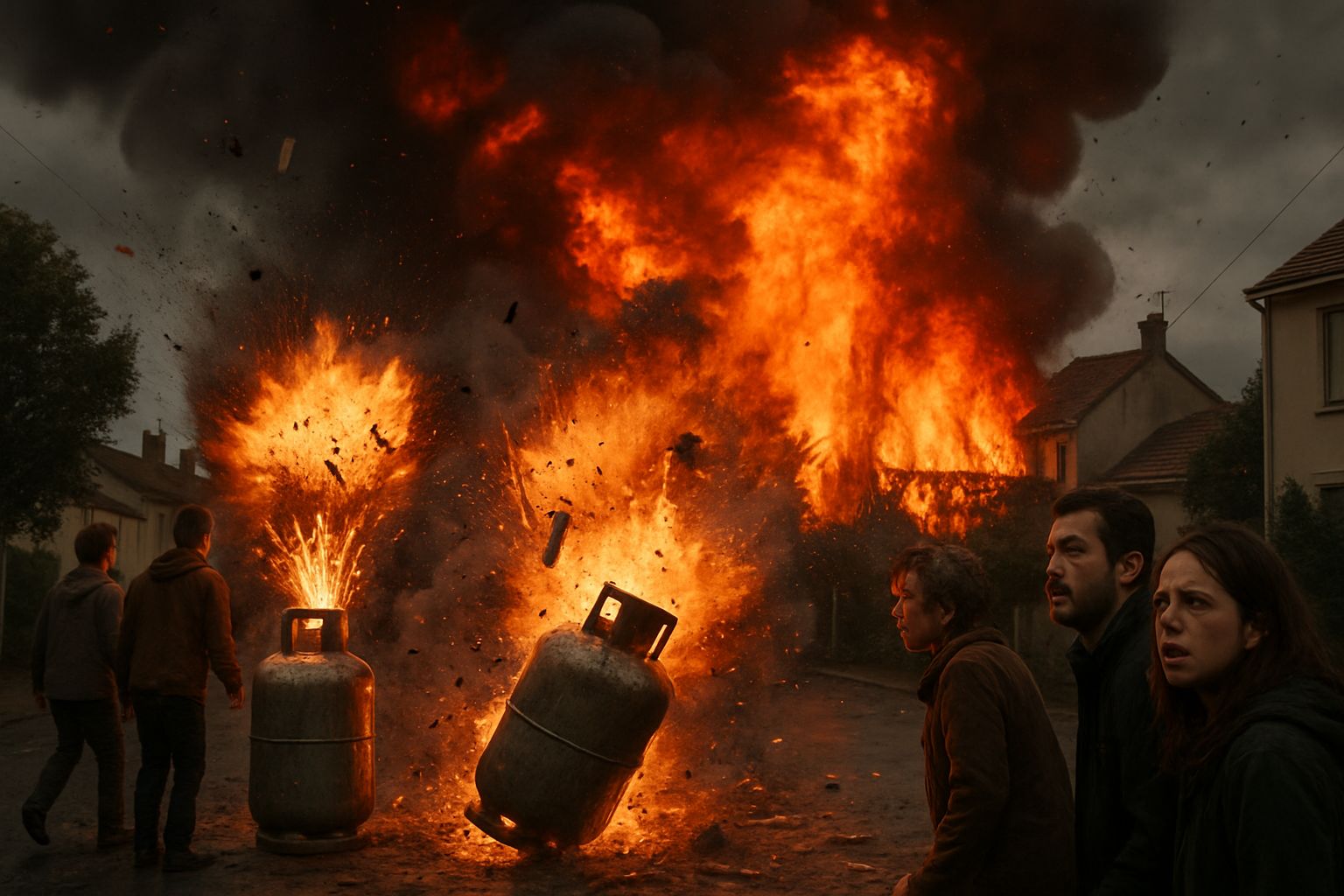 des bouteilles de gaz ont explosé lors d'un incendie en loire-atlantique, provoquant de violentes détonations et une vive inquiétude parmi les riverains.