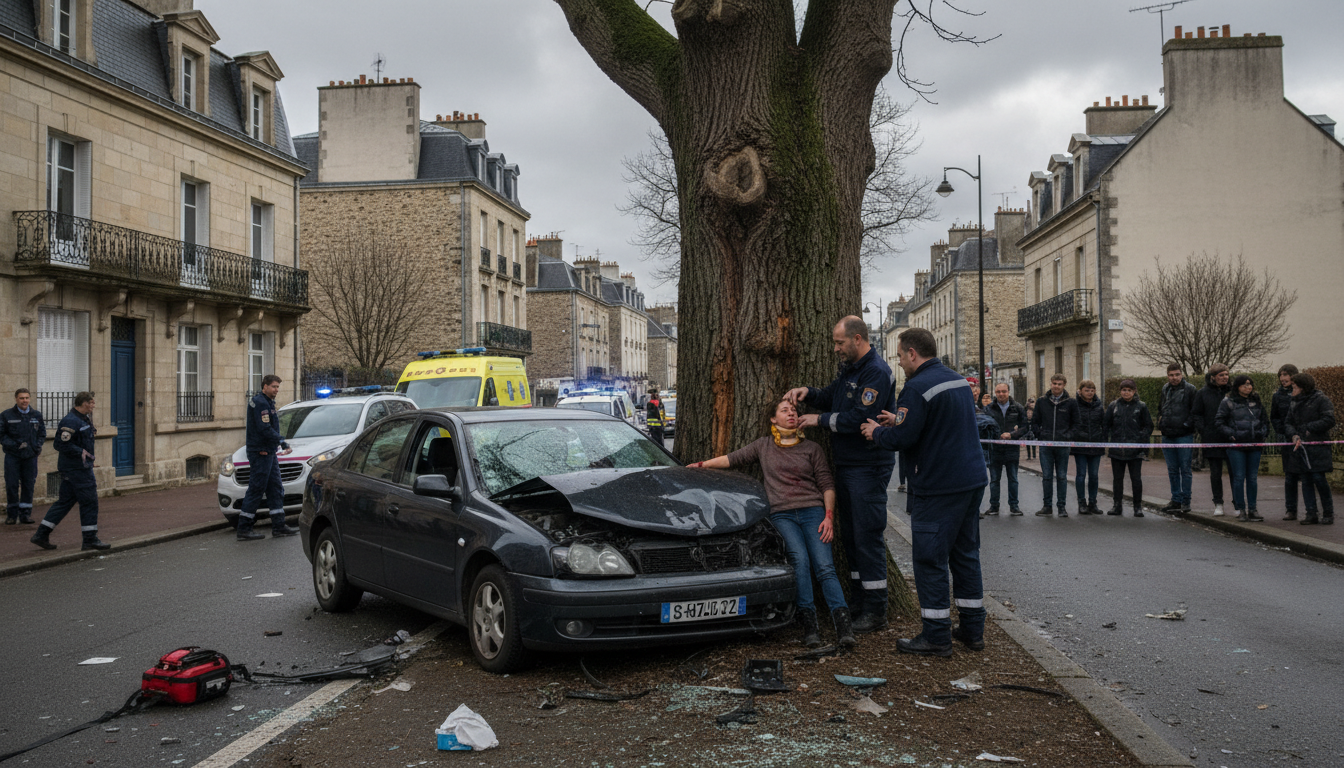accident grave à nantes : une collision contre un arbre fait deux blessés sévères. découvrez les circonstances et les mesures prises par les secours.