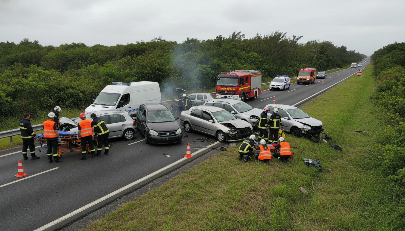 accident en chaîne sur la rn2 à sainte-rose impliquant huit victimes. découvrez les détails de cette collision majeure et ses conséquences.