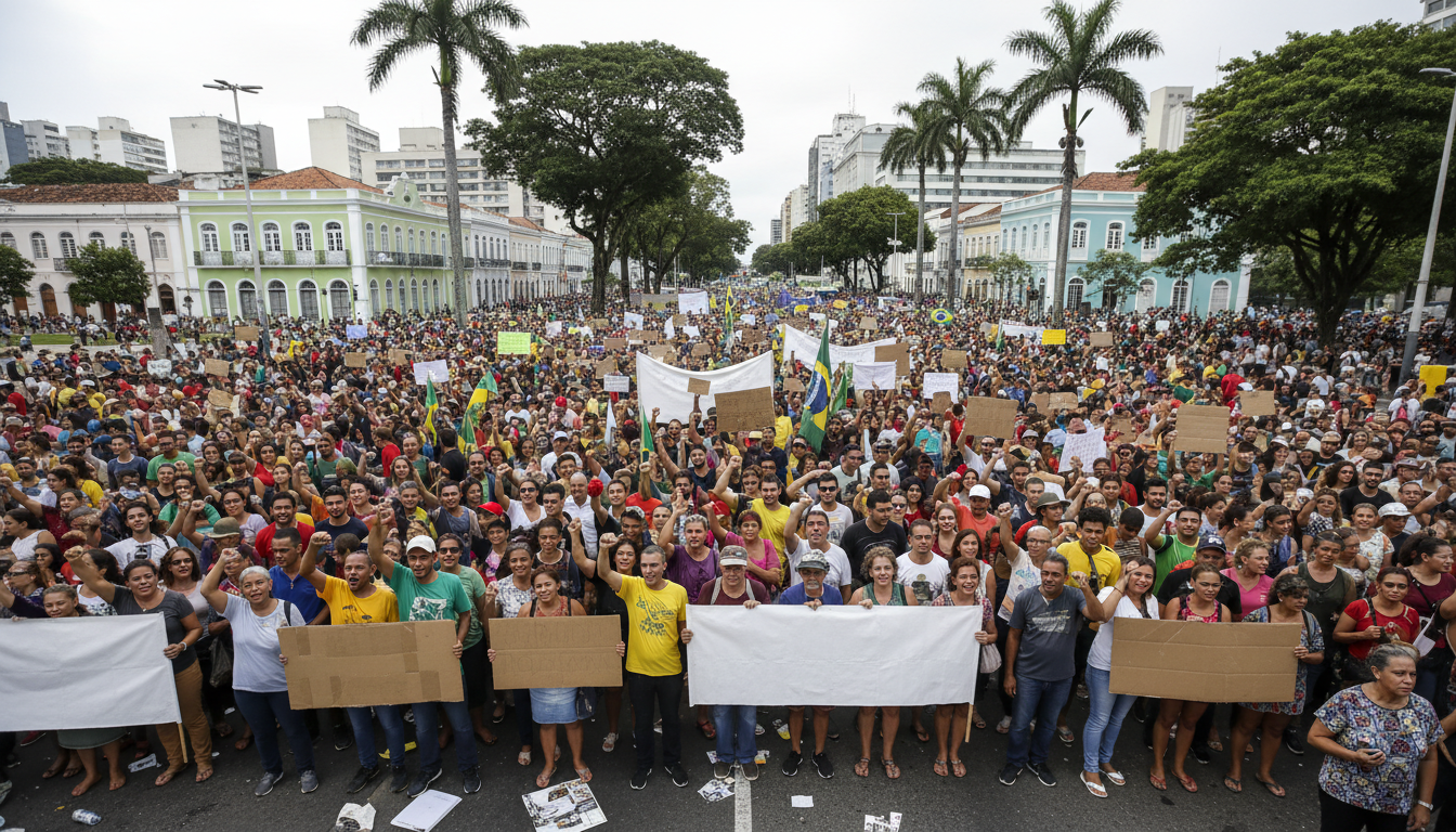 des dizaines de milliers de brésiliens manifestent dans les rues pour protester contre la réduction de peine accordée à jair bolsonaro, exprimant leur mécontentement face à cette décision judiciaire controversée.
