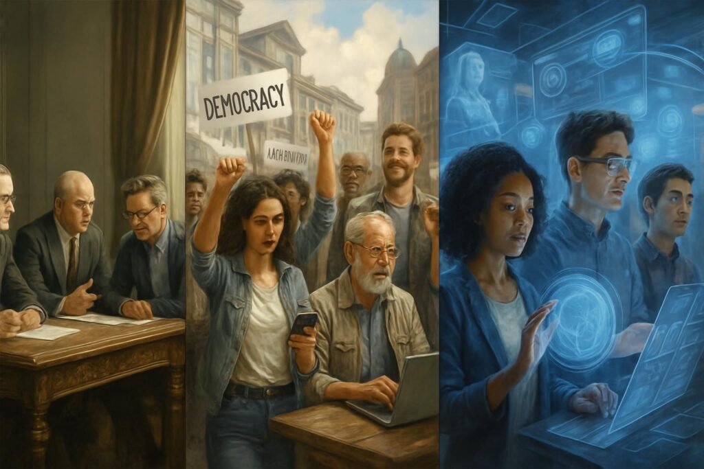 explorez l'évolution de la démocratie de 1945 à 2045 avec gilles finchelstein, une analyse approfondie des transformations politiques et des défis futurs.