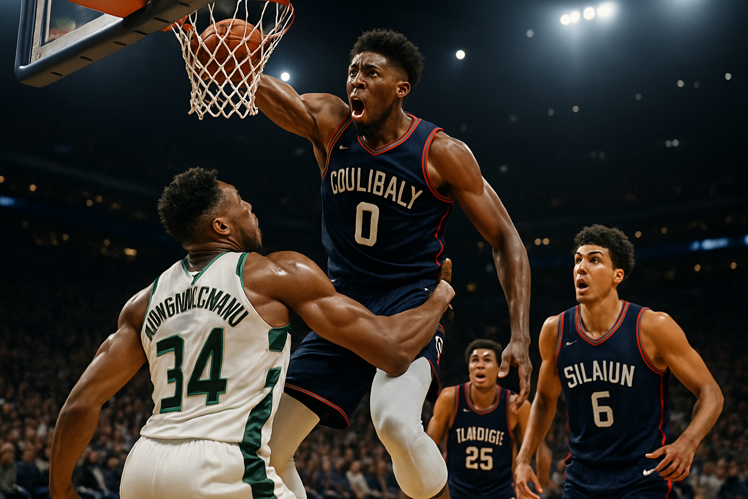 revivez la nuit nba des français avec bilal coulibaly impressionnant grâce à un poster spectaculaire sur giannis antetokounmpo, tandis que moussa diabaté et tidjane salaün se distinguent brillamment en sortie de banc.