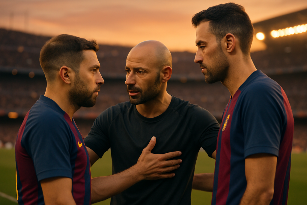 découvrez les paroles touchantes de javier mascherano envers jordi alba et sergio busquets, saluant deux légendes du football à l’aube de leur retraite.