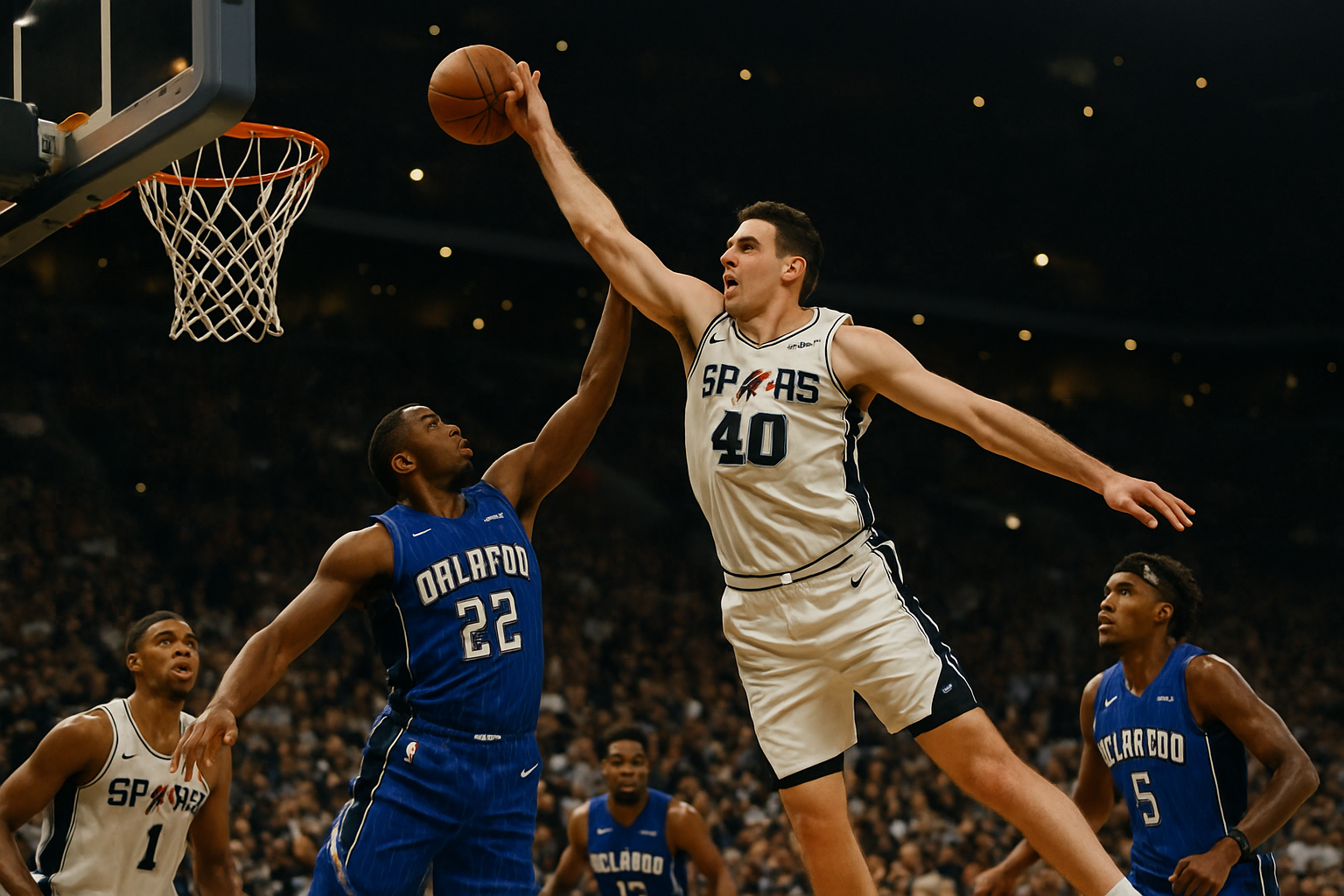 revivez le contre spectaculaire de luke kornet, un geste décisif qui a permis à san antonio de s'imposer face à orlando dans un match intense et mémorable.