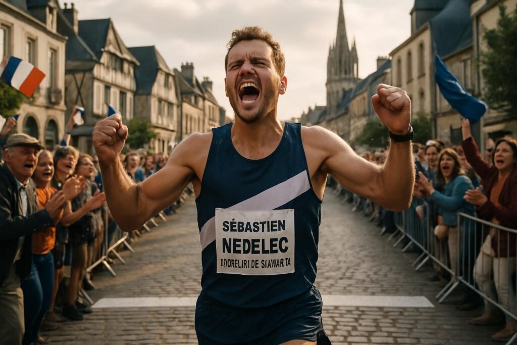 sébastien nédélec remporte la corrida de quimper à domicile, une course de running intense et pleine d'émotions.
