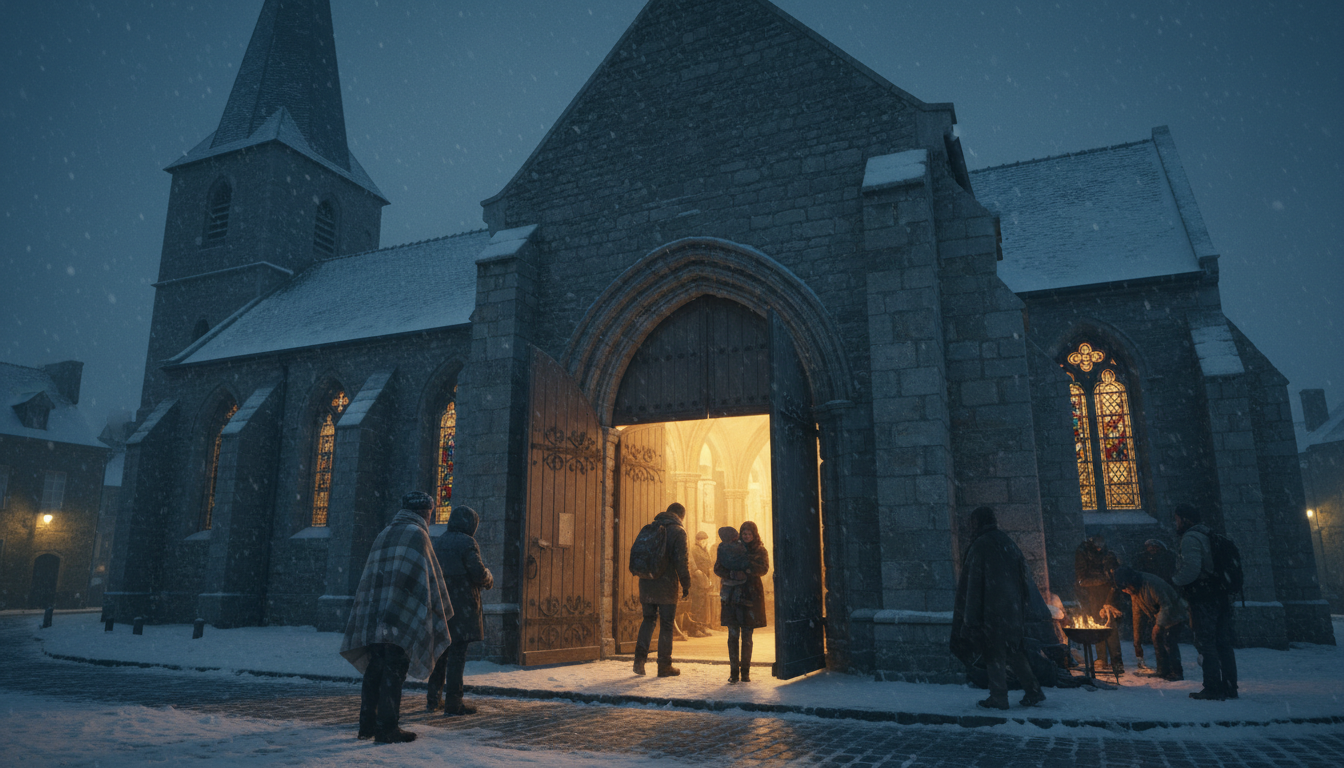 à saint-malo, une église ouvre ses portes pour offrir un refuge aux sans-abri lors des nuits glaciales, apportant chaleur et solidarité aux personnes vulnérables.