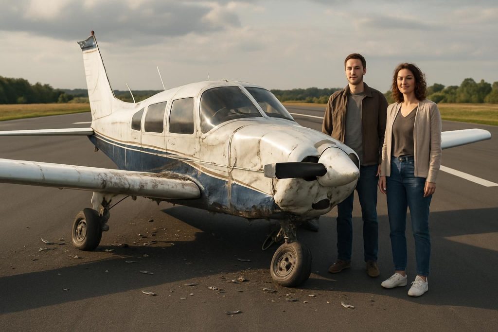 à maine-et-loire, un avion percute le tarmac lors de l’atterrissage. heureusement, les deux passagers sont sains et saufs malgré l'incident.