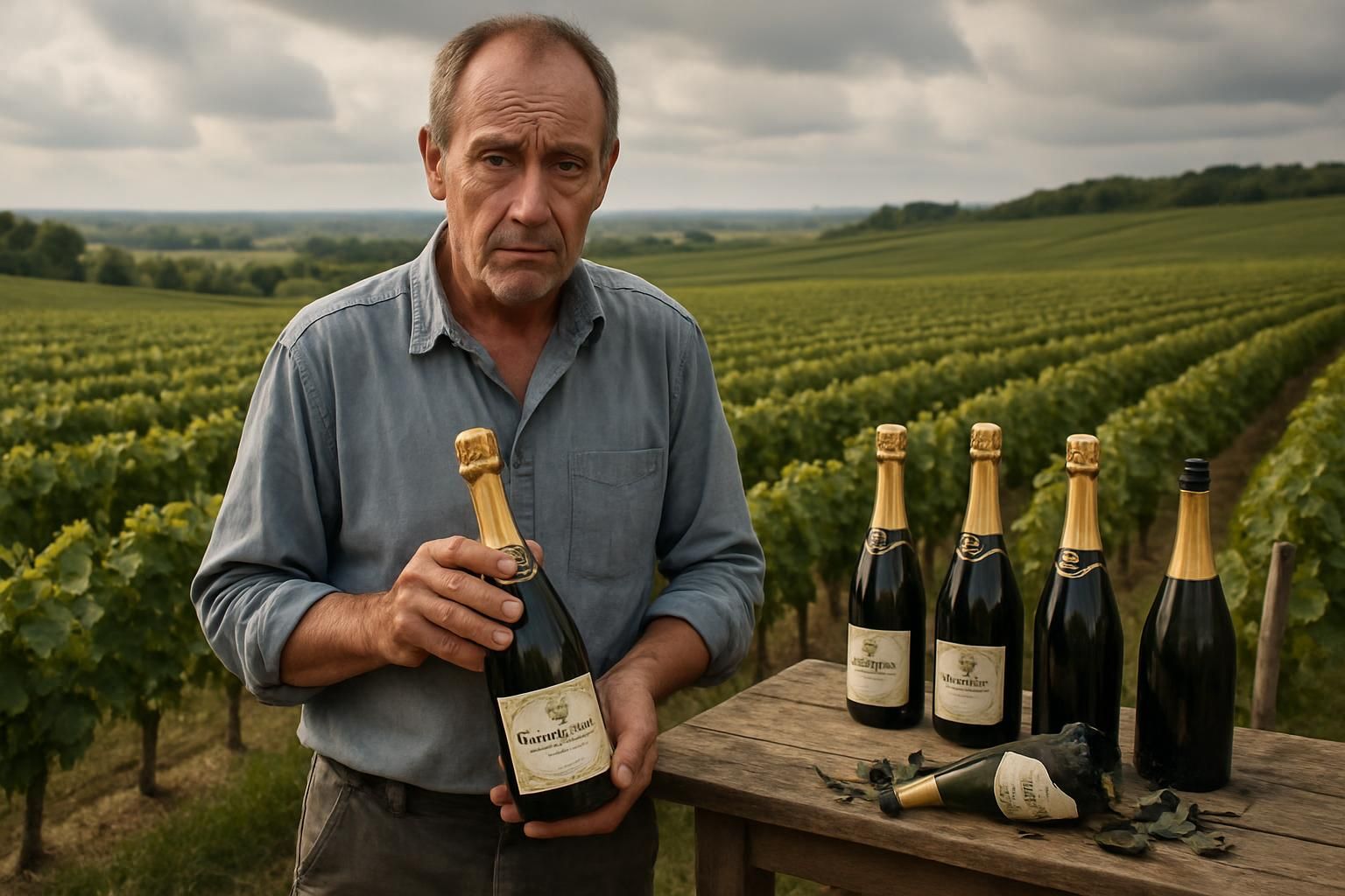 un vigneron de la marne met en garde contre un risque d'effondrement du marché du champagne suite à une taxe exceptionnelle de 200 %, soulignant les impacts potentiels sur la filière.