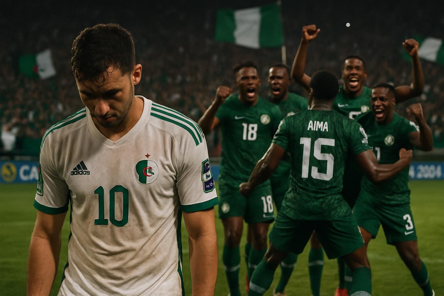 revivez le choc de la can 2024 où l'algérie a subi une défaite écrasante face au nigeria, mettant fin à leurs espoirs dans un match dominé de bout en bout.