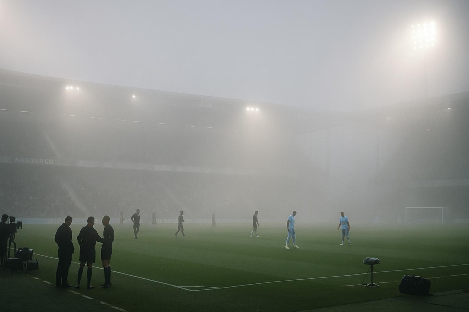 le match angers-om débutera avec un retard de six minutes à cause d'un brouillard épais, assurant la sécurité des joueurs et des supporters.