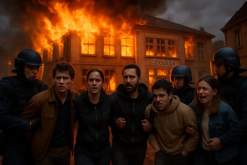 à dijon, cinq personnes ont été arrêtées suite à un incendie volontaire ayant causé des dégâts importants dans un collège, une enquête est en cours.