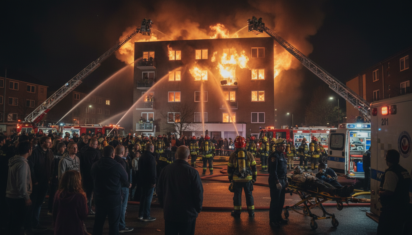 un feu nocturne dans un immeuble a entraîné l'évacuation de 97 résidents et l'intervention de 33 pompiers. trois personnes ont été affectées par les fumées lors de cet incident.