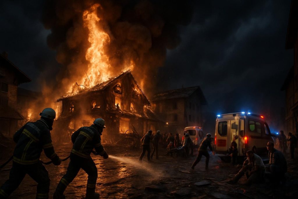 incendie majeur à crans-montana : une nuit de terreur marquée par des appels d'urgence, des blessés et une zone dévastée, semblable à un champ de bataille.