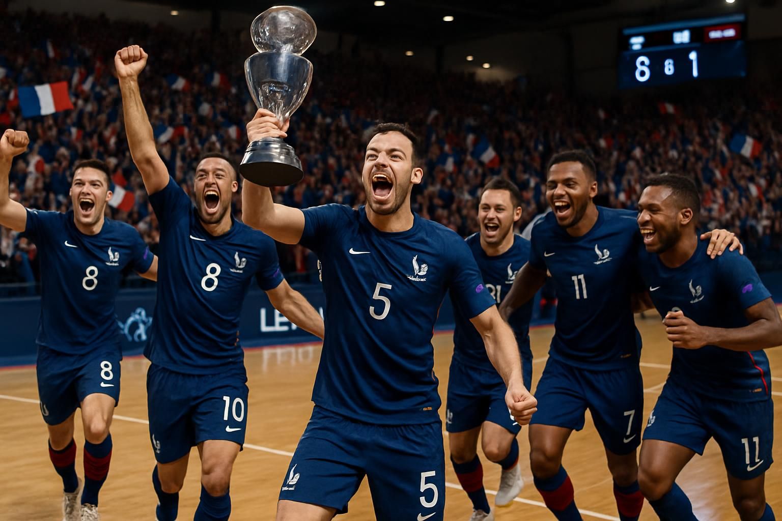 l'équipe de france de futsal remporte pour la première fois l'euro en battant facilement la lettonie, une victoire historique qui souligne leur domination sur le terrain.