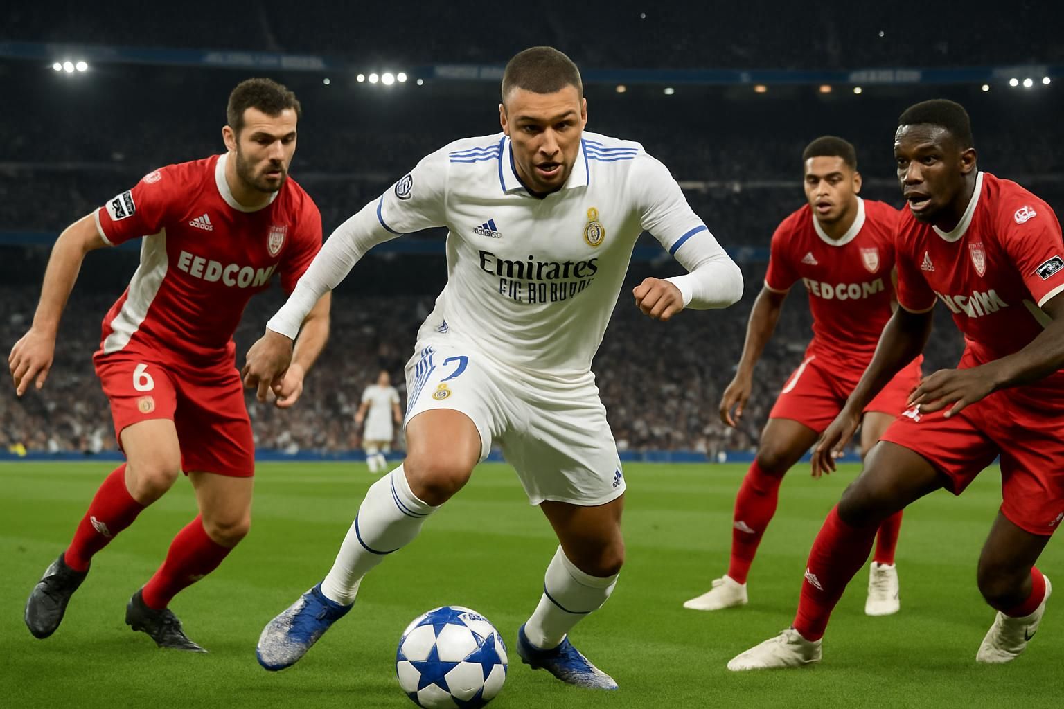 revivez le choc intense de la ligue des champions où monaco s'incline sévèrement à madrid face à un kylian mbappé brillant et impitoyable contre son ancien club.