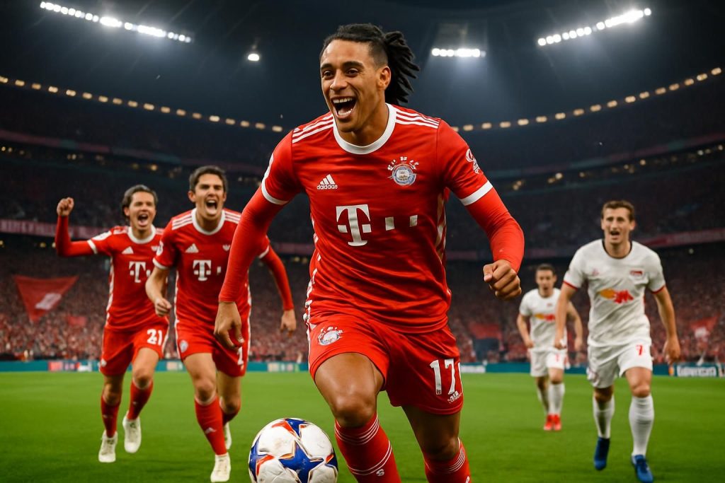 michael olise brille face au bayern munich avec un but et trois passes décisives, menant à une victoire éclatante contre leipzig, jusque-là invaincu en bundesliga.
