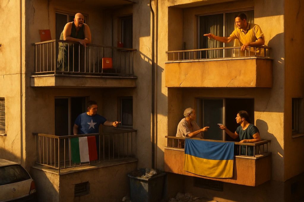 découvrez comment la géopolitique se transforme en un imbroglio intense, comparable à un immeuble surchauffé où les conflits entre voisins de palier reflètent les tensions internationales.