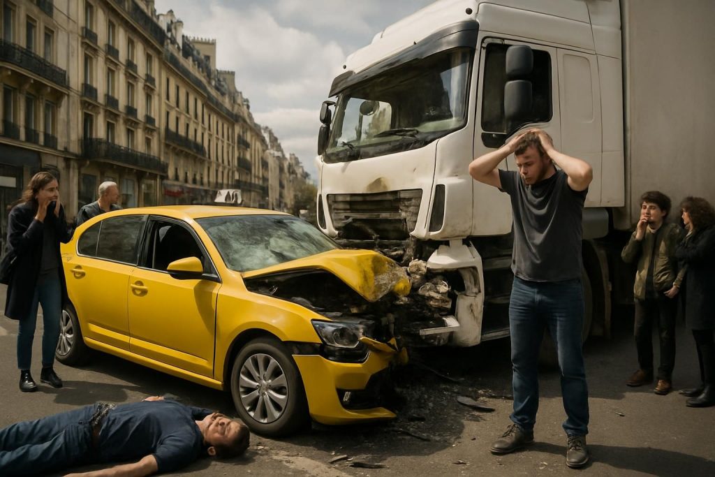 tragédie à paris : un chauffeur de taxi décède suite à une erreur d’un camionneur qui a confondu l’accélérateur avec le frein, provoquant un accident dramatique.
