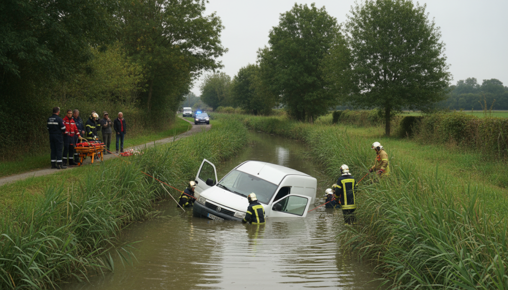 tragédie en charente-maritime : un fourgon chute dans un canal, deux personnes décédées. découvrez les détails de cet accident dramatique et les mesures prises par les secours.