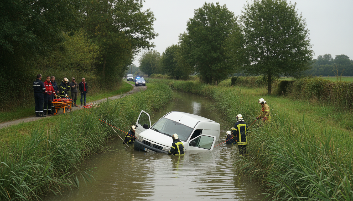 tragédie en charente-maritime : un fourgon chute dans un canal, deux personnes décédées. découvrez les détails de cet accident dramatique et les mesures prises par les secours.
