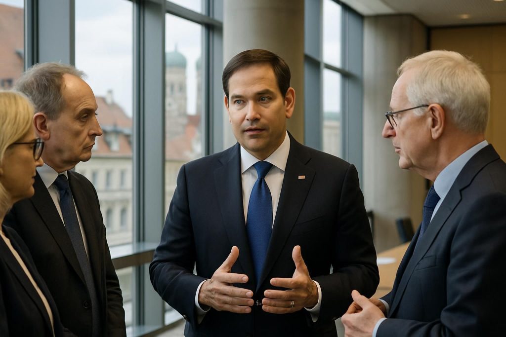 à munich, marco rubio tente de calmer les préoccupations européennes un an après les critiques sévères de j.d. vance, visant à renforcer les relations transatlantiques.