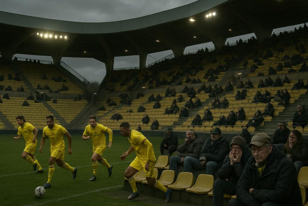 à la beaujoire, l'affluence diminue et le silence s'installe dans les tribunes alors que le fc nantes peine à assurer son maintien en ligue 1.
