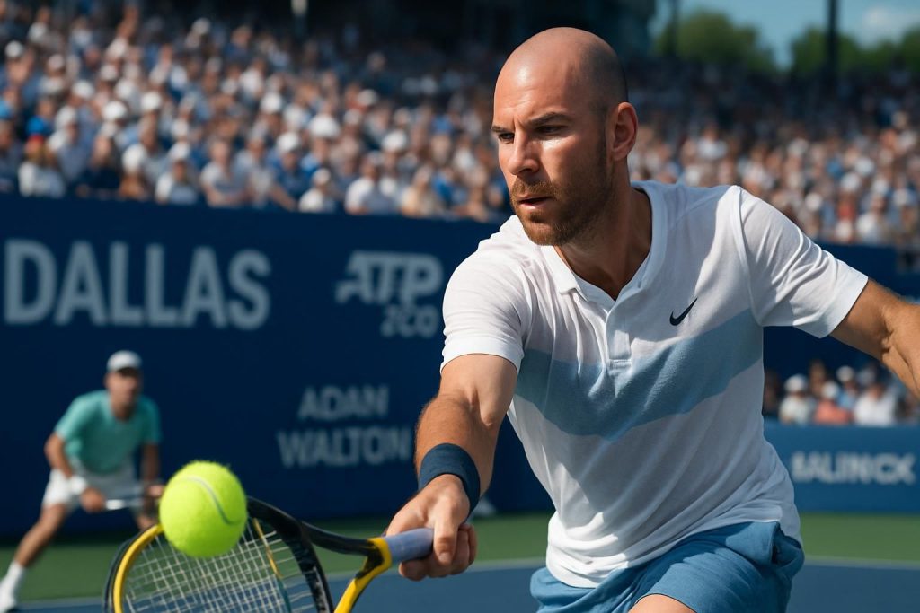 adrian mannarino domine adam walton et se qualifie facilement pour le deuxième tour de l'atp 500 de dallas, démontrant une performance impressionnante sur le court.