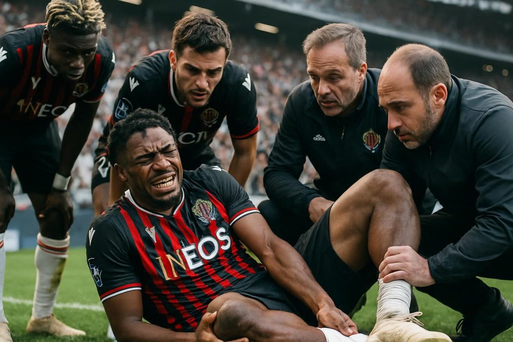 blessure à la cheville pour elye wahi : un coup dur pour nice qui doit faire face à des difficultés sans son attaquant vedette.