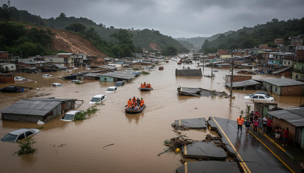 brésil : 36 victimes et 33 disparus à la suite des pluies diluviennes dévastatrices provoquant des dégâts importants et des opérations de secours en cours.