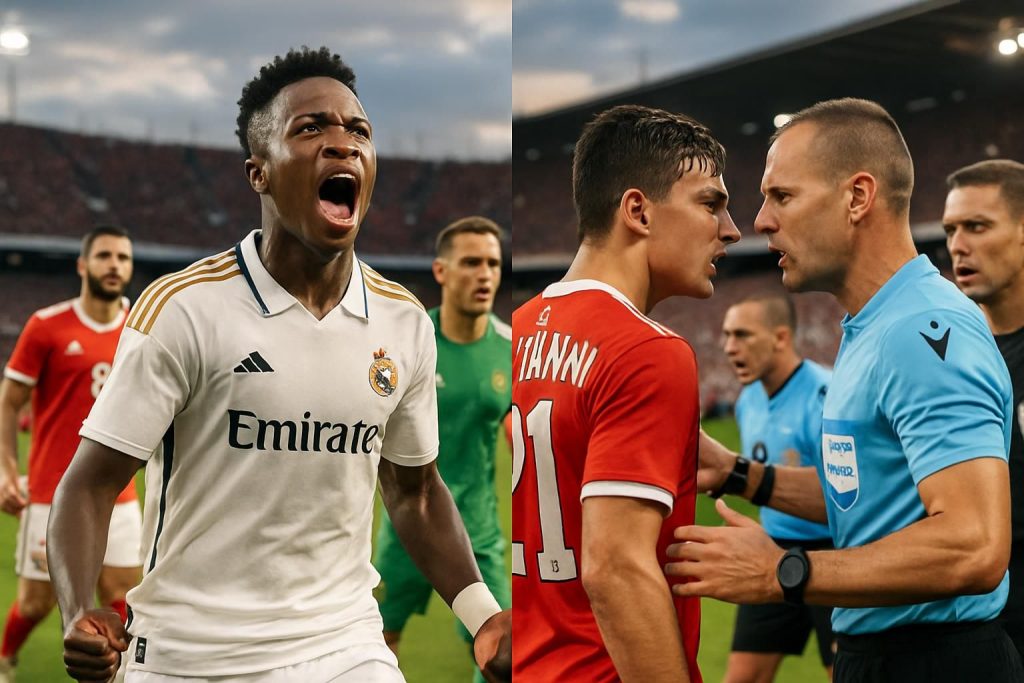 revivez le but spectaculaire de vinicius et la suspension de 8 minutes lors du match benfica-real madrid, provoquée par un échange intense entre vinicius et prestianni.