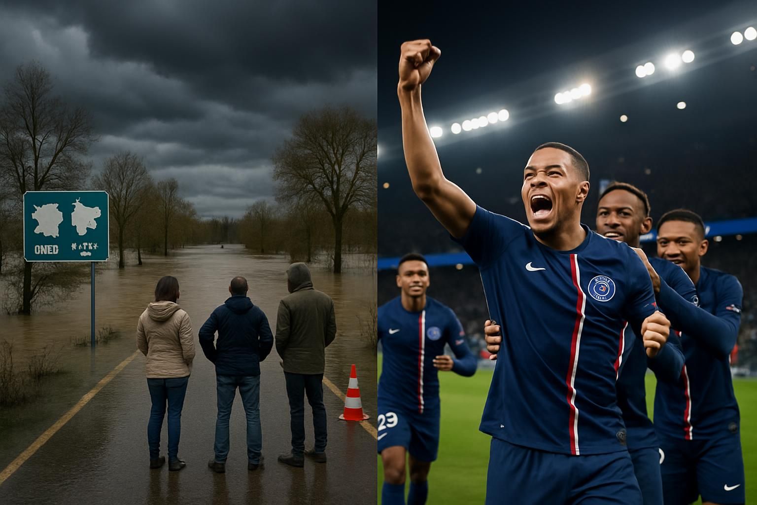 suivez l'actualité du mercredi avec trois départements toujours en vigilance rouge à cause des crues, tandis que le paris saint-germain signe une victoire marquante.