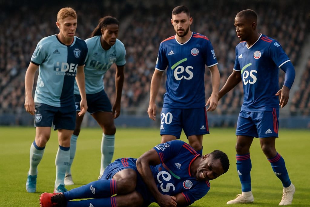 le défenseur du rc strasbourg, guéla doué, forfait au havre en raison d'une blessure à la cheville. toutes les informations sur son état et son absence.