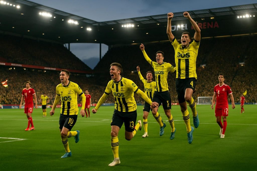 revivez la performance impressionnante du borussia dortmund face à mayence qui réduit temporairement l'écart avec le leader bayern munich à trois points.