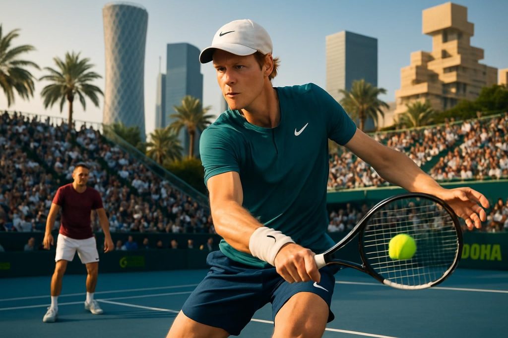 jannik sinner fait une rentrée réussie à doha en battant tomas machac avec aisance, montrant une grande maîtrise sur le court.