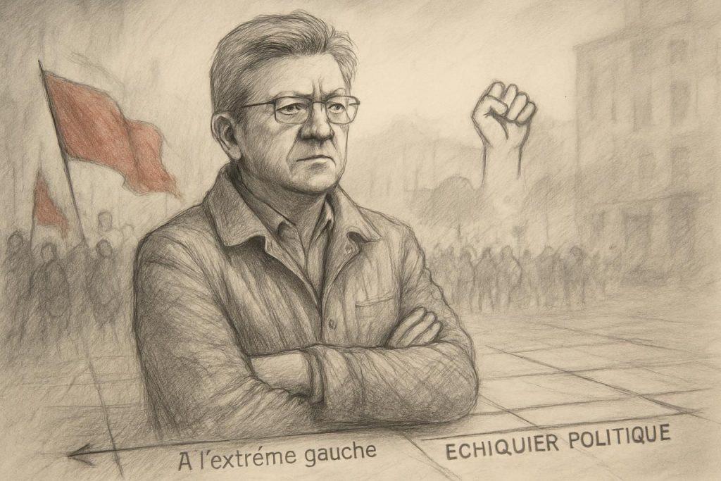 découvrez le croquis de chaunu qui dévoile la france insoumise, explorant son positionnement à l'extrême gauche de l'échiquier politique français.