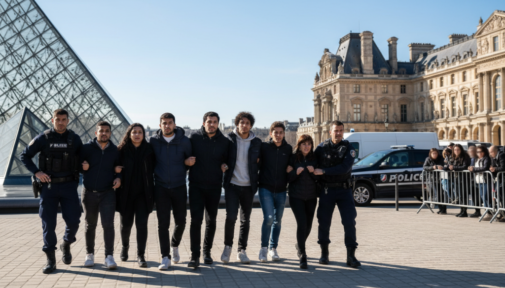 neuf personnes interpellées pour une escroquerie impliquant la revente illégale de billets d'entrée au louvre et au château de versailles, une affaire qui met en lumière le commerce frauduleux autour des sites touristiques emblématiques.