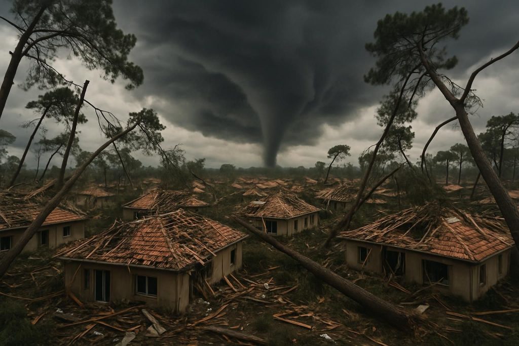 découvrez le bilan impressionnant de la tornade à mios : 300 habitations impactées et de nombreux pins déracinés, avec un retour visuel saisissant des dégâts.