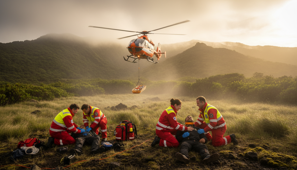urgence à la plaine des cafres : un hélicoptère intervient pour évacuer trois blessés en état critique, avec une amélioration du pronostic vital pour l'un d'eux.