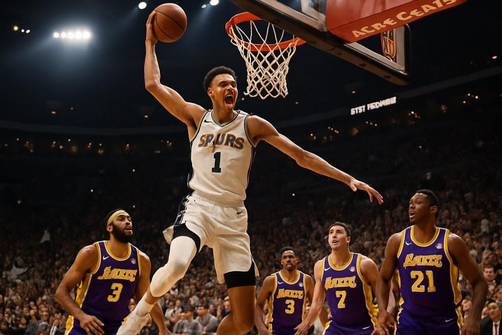 découvrez la performance exceptionnelle de victor wembanyama qui propulse san antonio à une victoire éclatante contre les la lakers lors d'un match nba à domicile.