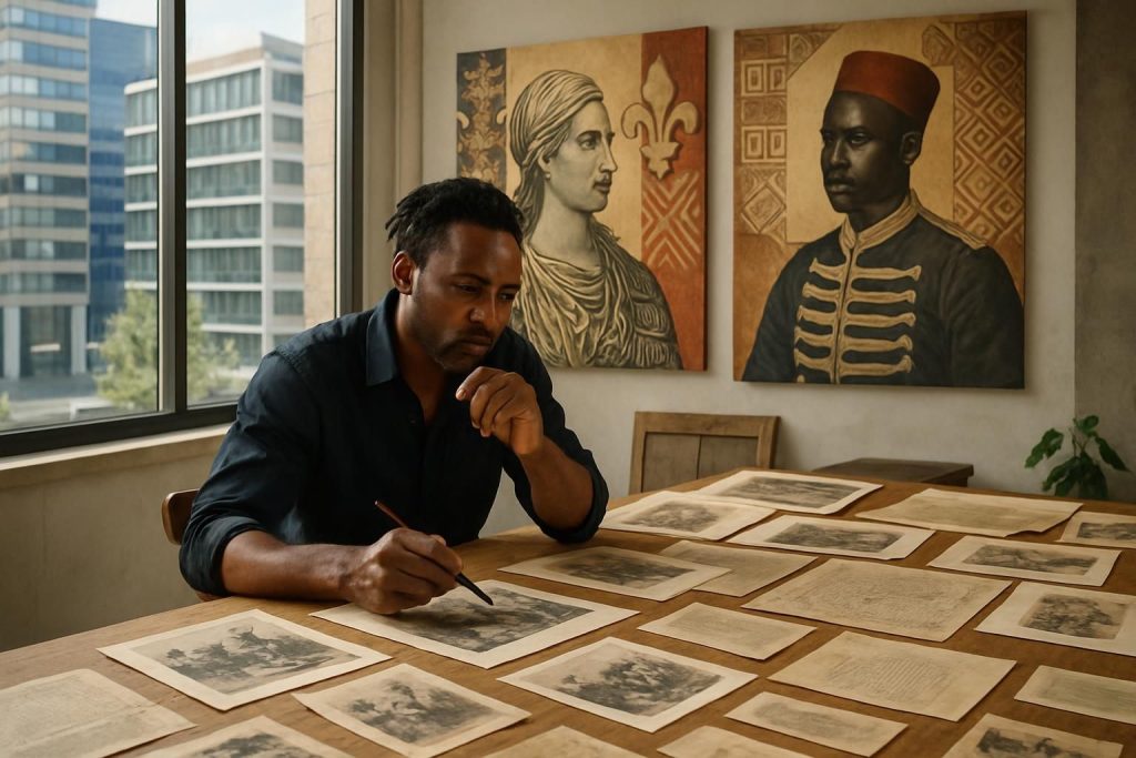 à boulogne-billancourt, roméo mivekannin offre une réinterprétation innovante des archives coloniales françaises, proposant un regard neuf et critique sur l'histoire.