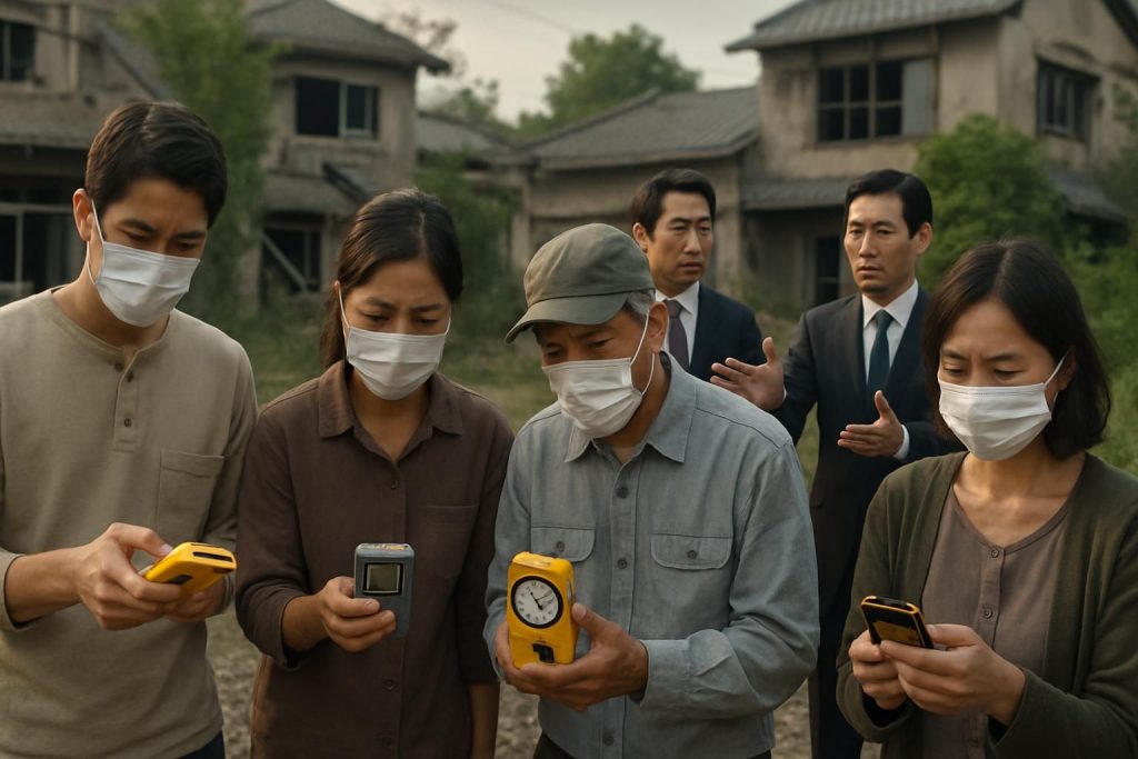 à fukushima, le gouvernement tente de rassurer la population alors que les habitants mesurent eux-mêmes les niveaux de radioactivité suite à la catastrophe nucléaire.